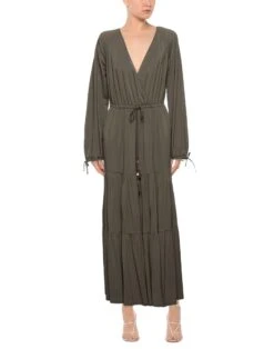 MAX MARA Verde Militare Vestito Lungo -Marni Gabbana Outlet 15149778wa 14 r