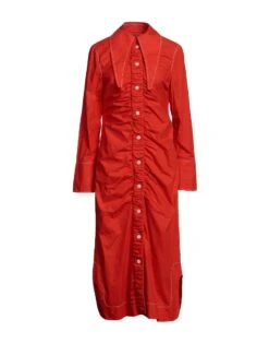 GANNI Rosso Pomodoro Vestito Chemisier